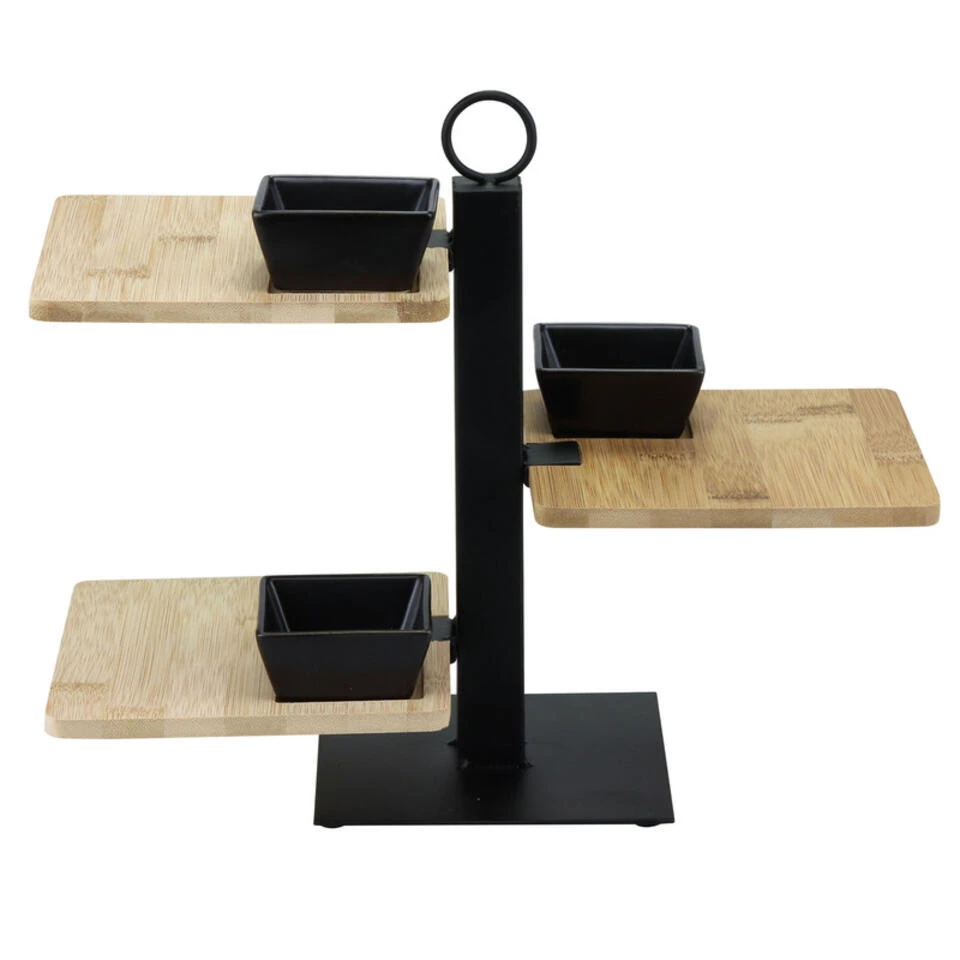 Maison Bleu Etagere Serveerplateau - 3 Laags - Bamboe - 14 X 26 Cm - Afbeelding 2