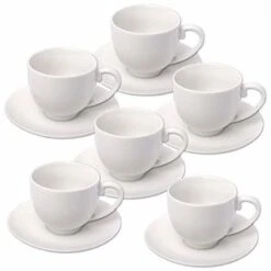 Merkloos Alpina Espresso Koffiekopjes Met Schotel - 6 Stuks - Keramiek - 75 Ml