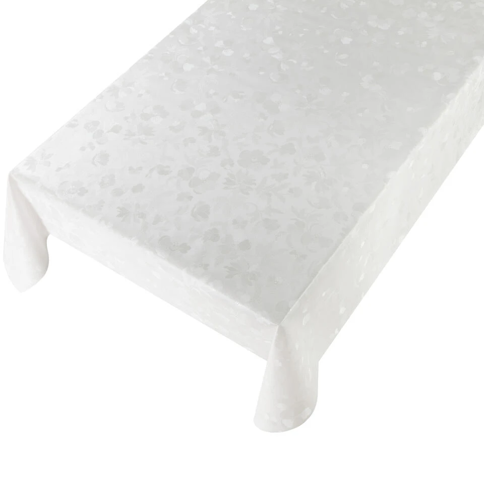 Bellatio Design Tafelzeil - Wit - Bloemen Print - 140 X 245 Cm