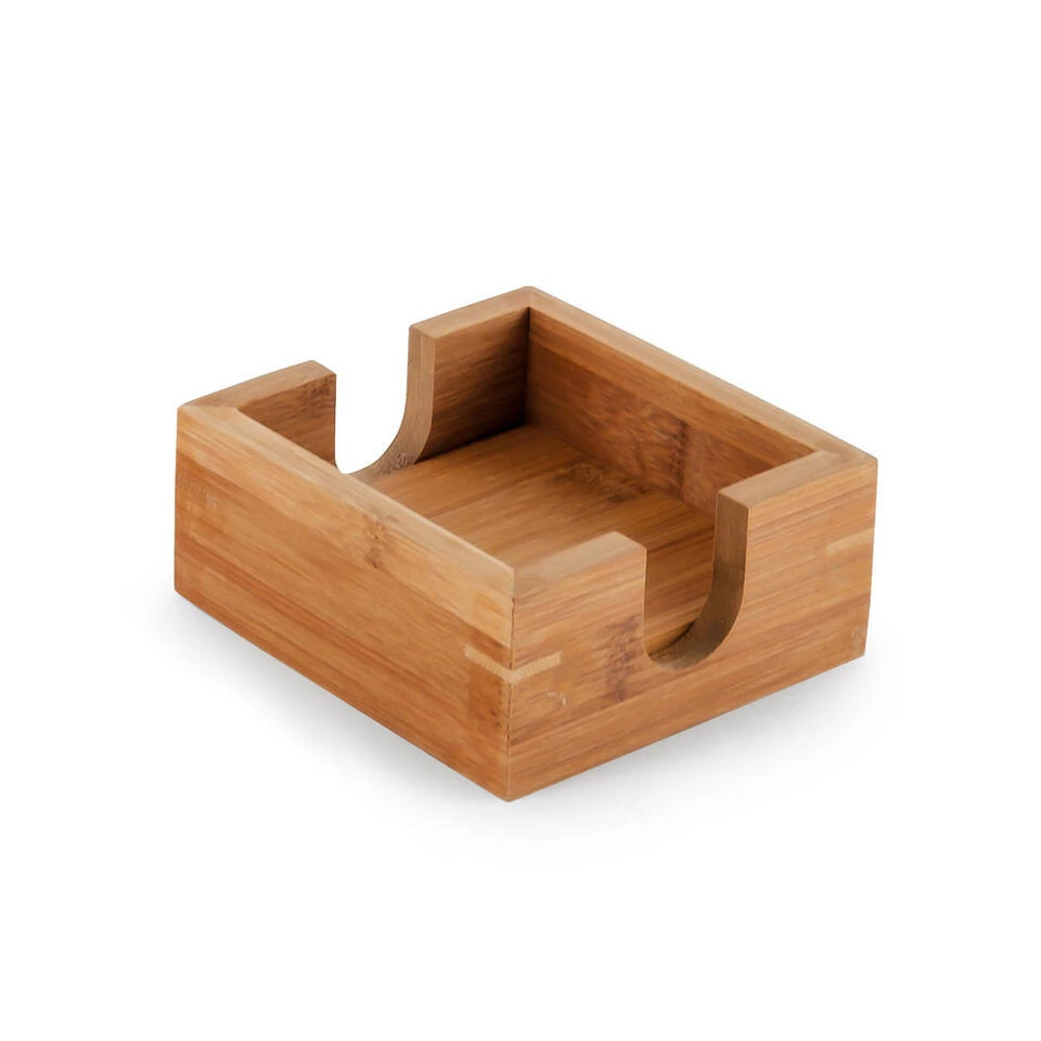 Merkloos Bellatio Design Glazenonderzetters - 4 Stuks - Bamboe - Met Houder - Afbeelding 3