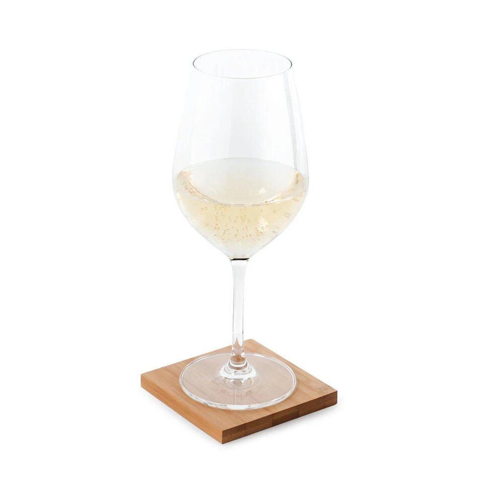 Merkloos Bellatio Design Glazenonderzetters - 4 Stuks - Bamboe - Met Houder - Afbeelding 4