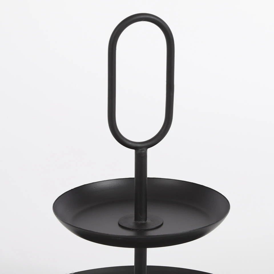 Mica Decorations Rama Etagère 2-Laags H36 X Ø28 Cm Metaal Zwart - Afbeelding 2