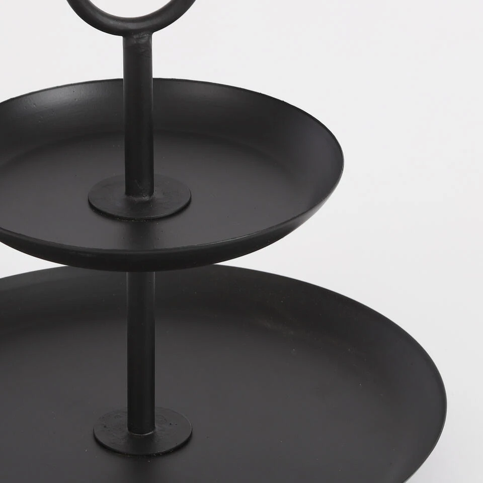 Mica Decorations Rama Etagère 2-Laags H36 X Ø28 Cm Metaal Zwart - Afbeelding 3