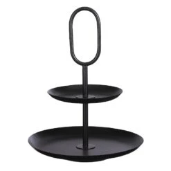 Mica Decorations Rama Etagère 2-Laags H36 X Ø28 Cm Metaal Zwart