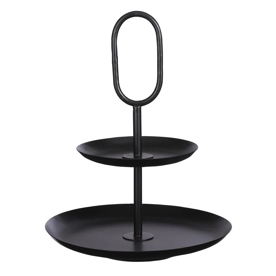 Mica Decorations Rama Etagère 2-Laags H36 X Ø28 Cm Metaal Zwart