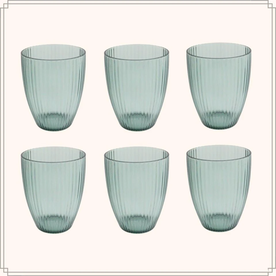 OTIX Waterglazen 6 Stuks Plastic Blauw Ribbel - Afbeelding 2