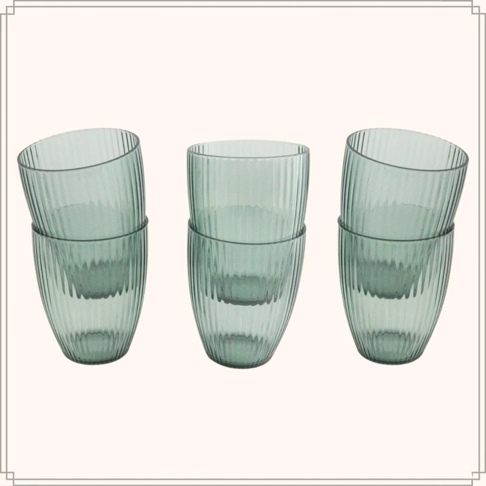 OTIX Waterglazen 6 Stuks Plastic Blauw Ribbel - Afbeelding 3