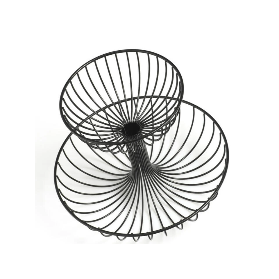 Zeller Fruitschaal - Metaal - 2-laags - Zwart - 32 Cm - Afbeelding 2