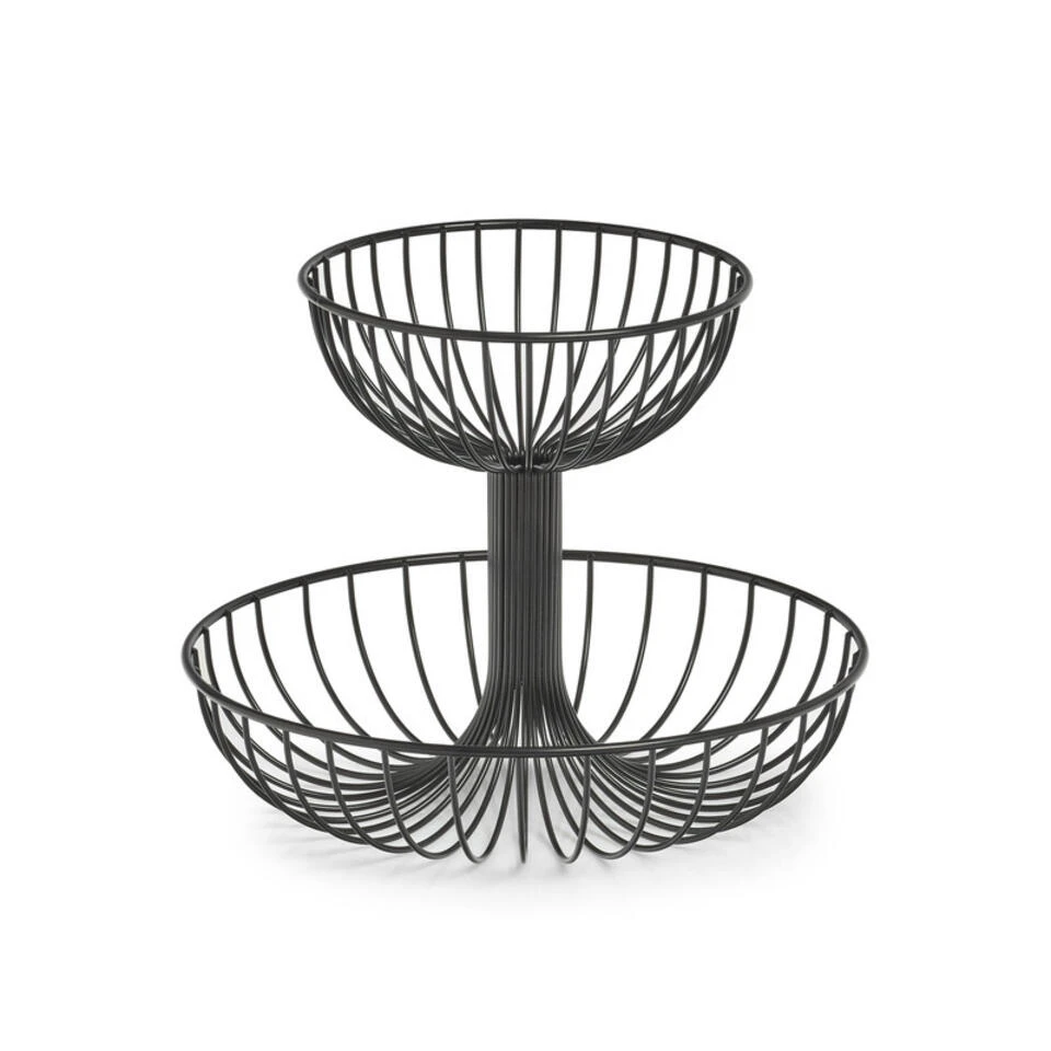 Zeller Fruitschaal - Metaal - 2-laags - Zwart - 32 Cm