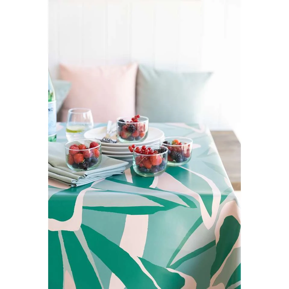 Mistral Home Tafelzeil-140x240 Cm-Tafellaken PEVA-Afwasbaar-Gebloemd Groen Wit - Afbeelding 2