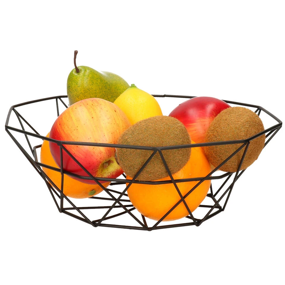 Cepewa Fruitmand - Zwart - Metaal - Rond - 28 X 10 Cm - Afbeelding 2