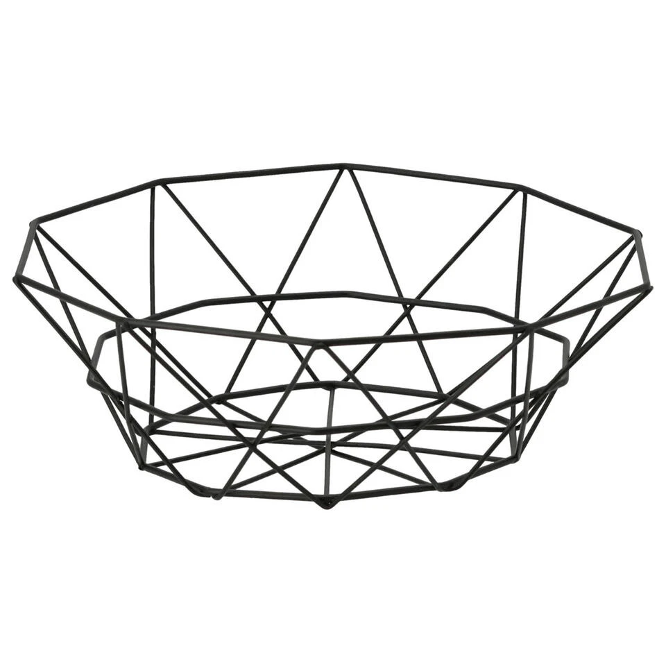 Cepewa Fruitmand - Zwart - Metaal - Rond - 28 X 10 Cm