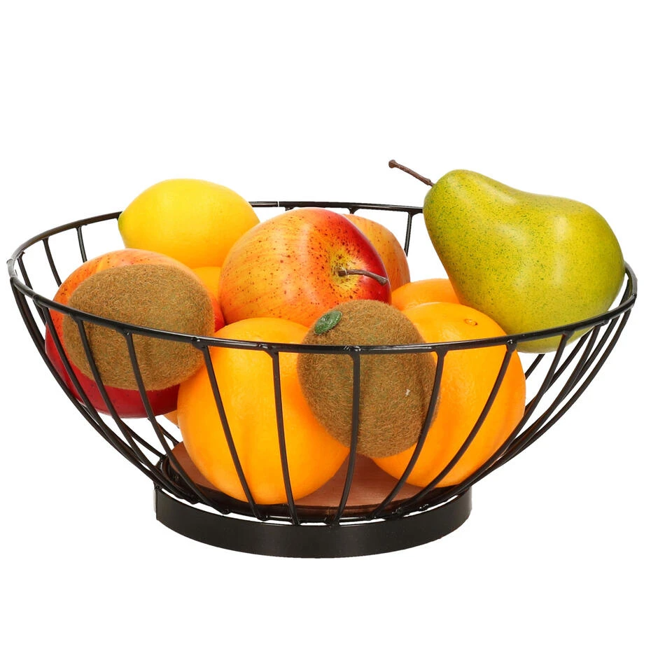 Svenska Living Fruitmand - Zwart - Metaal - Rond - 28 Cm - Afbeelding 2