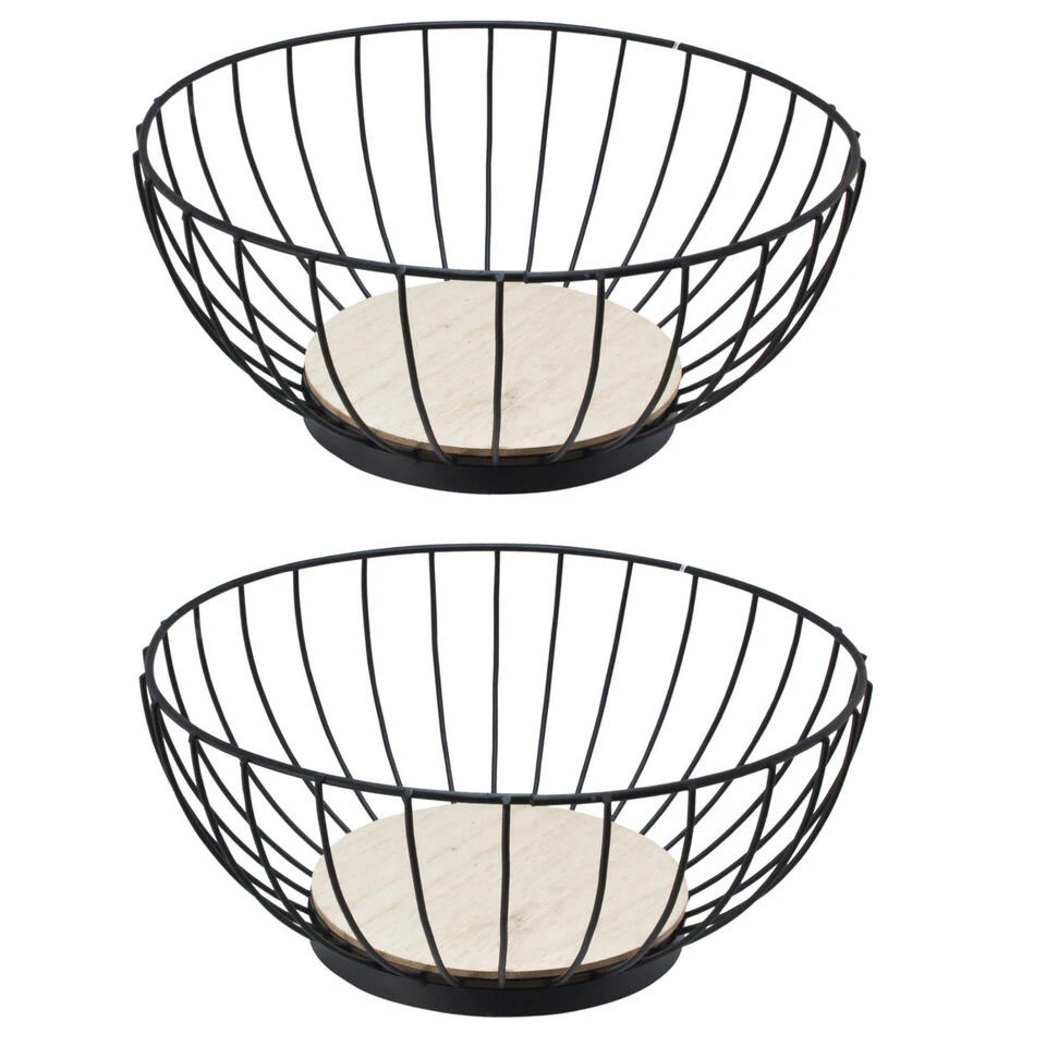 Svenska Living Fruitmand - Zwart - Metaal - Rond - 28 Cm - Afbeelding 3