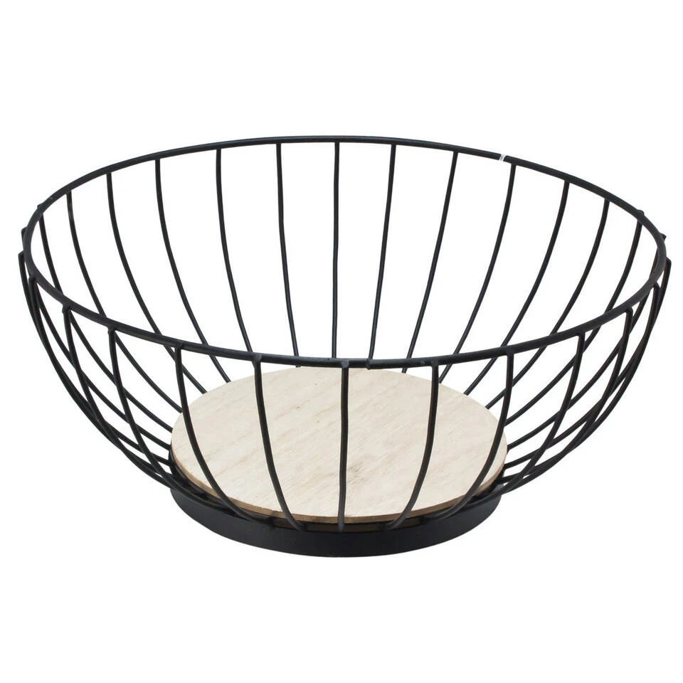 Svenska Living Fruitmand - Zwart - Metaal - Rond - 28 Cm