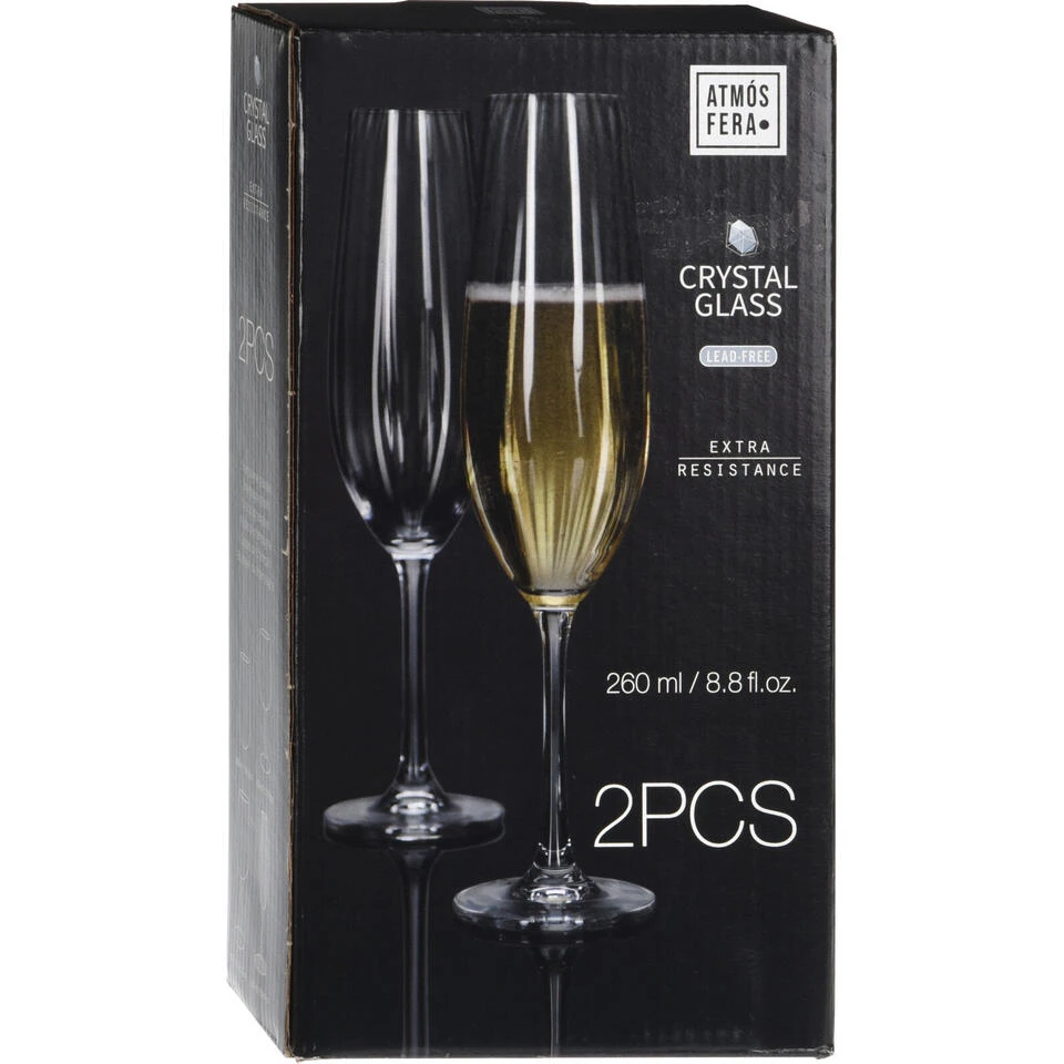 Merkloos Atmos Fera Champagneglazen - 2 Stuks - Kristalglas - 260 Ml - Afbeelding 3