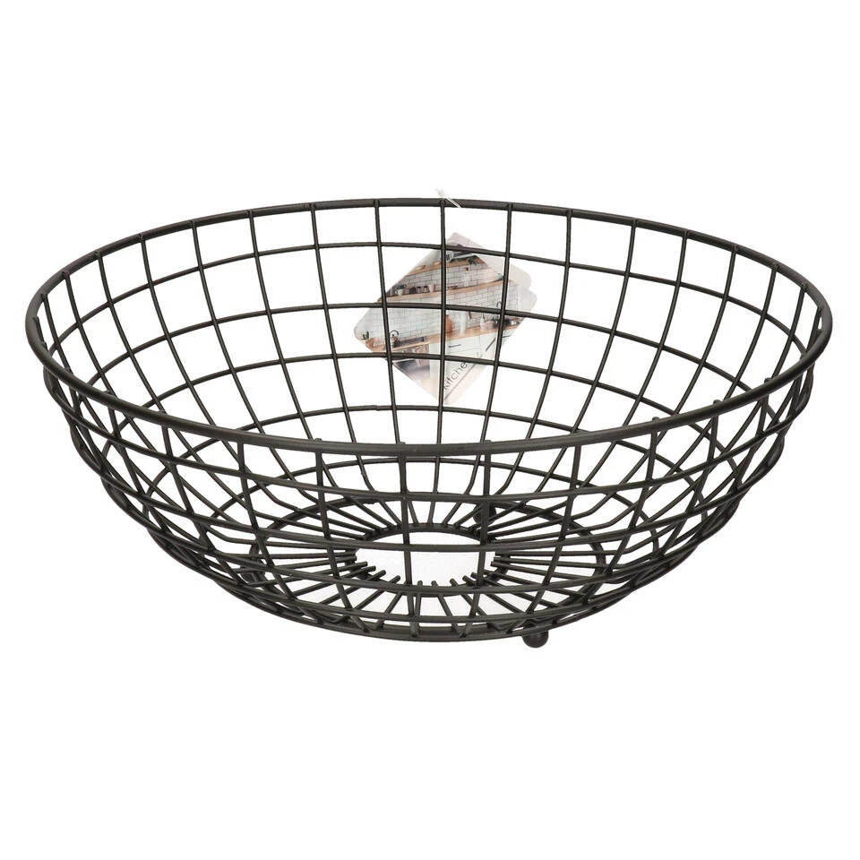 Arte R Fruitschaal - Metaal - Zwart - Rond - 28 X 11 Cm