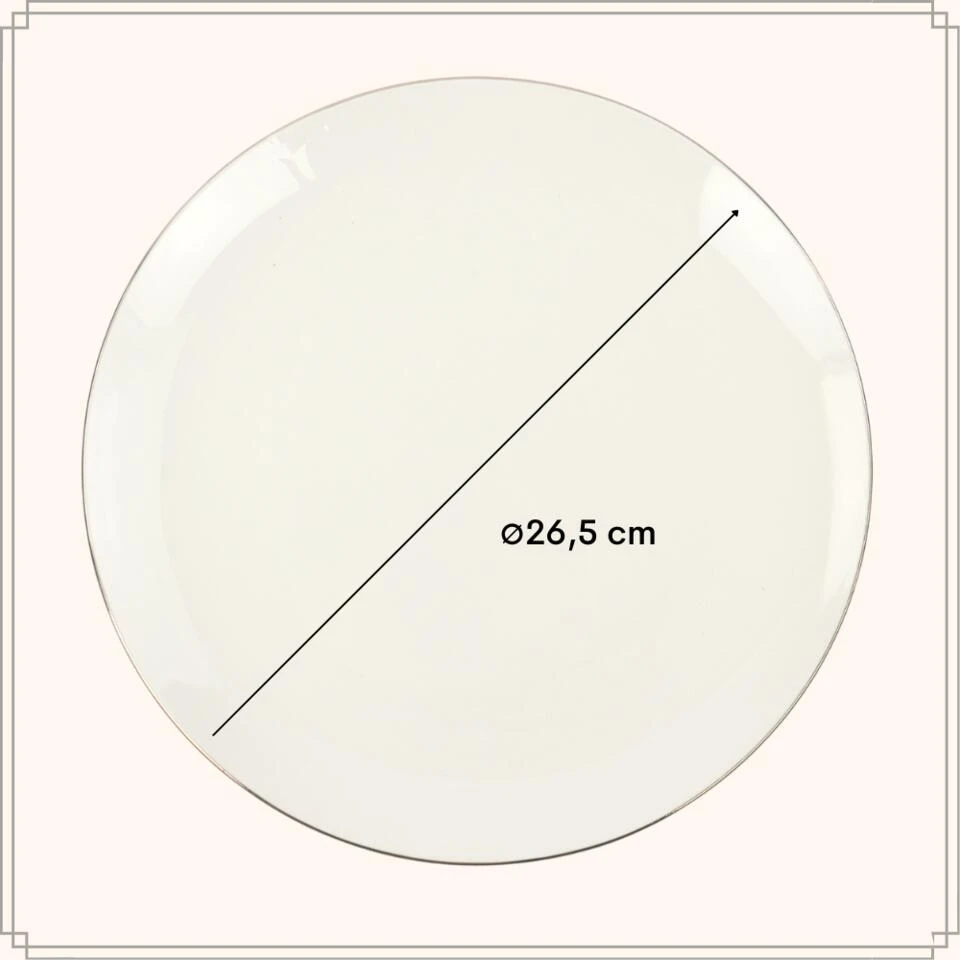 OTIX Dinerborden 6 Stuks Van Porselein 26,5 Cm Borden Wit Met Goud - Afbeelding 4