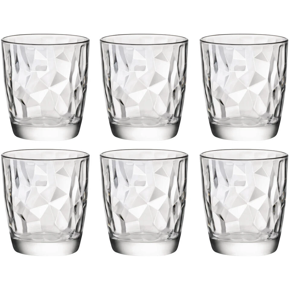 Bormioli Rocco Bormioli Drinkglazen - 6 Stuks - Diamond Dof - Glas - 390 Ml