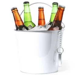 Merkloos IJsemmer Bierkoeler - Metaal - Wit - 6 L - Met Handvat