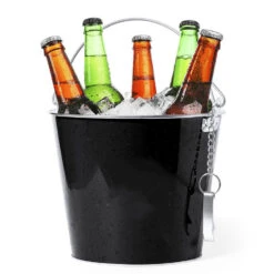 Merkloos IJsemmer Bierkoeler - Metaal - Zwart - 6 L - Met Handvat