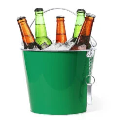 Merkloos IJsemmer Bierkoeler - Metaal - Groen - 6 L - Met Handvat