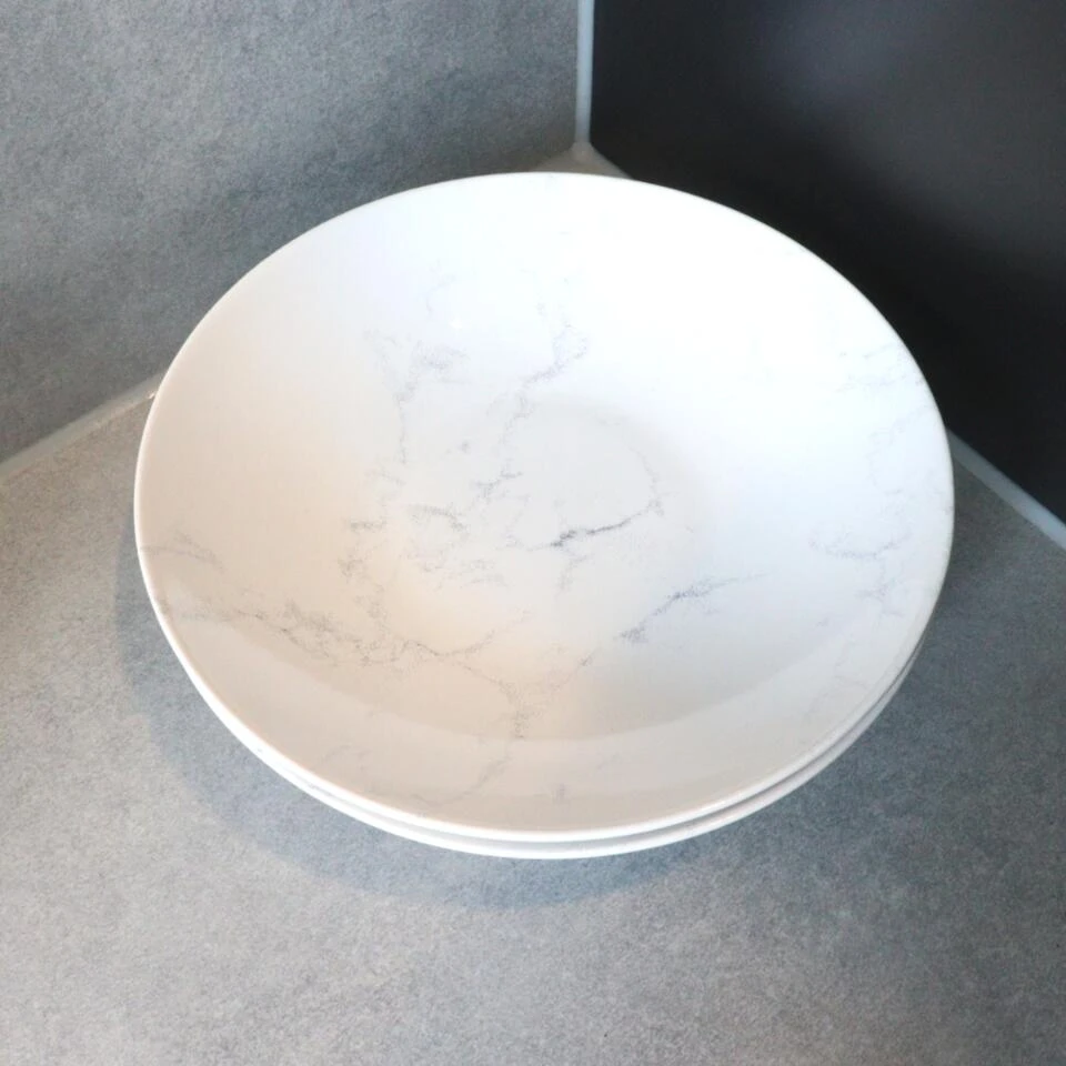 OTIX Diepe Borden Marmer 6 Stuks Pastaborden Soepborden 20 Cm Aardewerk - Afbeelding 4