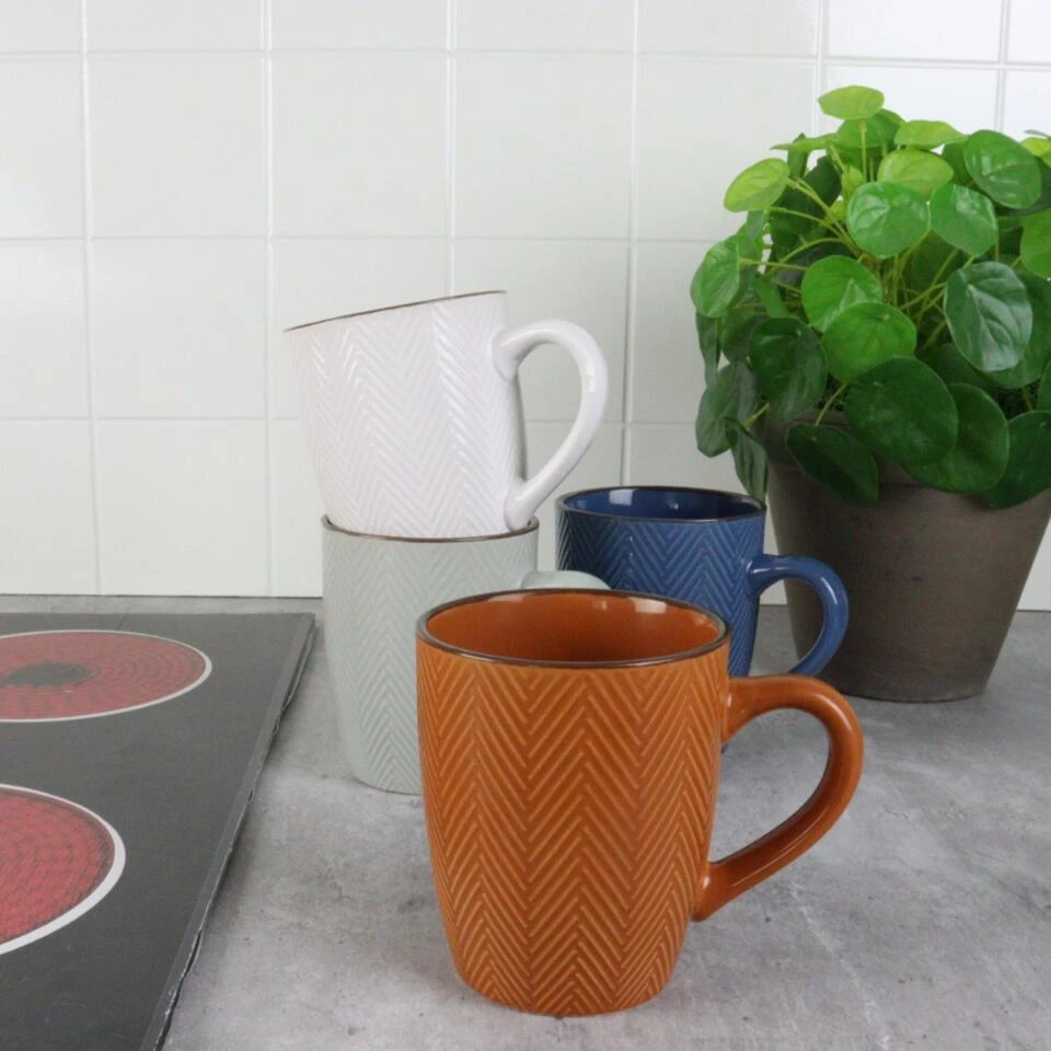 OTIX Koffiekopjes Met Oor Set Van 4 Verschillende Kleuren Aardewerk 370 Ml - Afbeelding 3