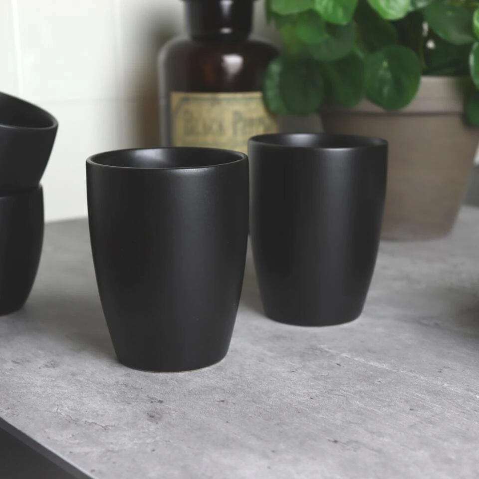 OTIX Koffiekopjes Set Van 6 Zwart Mat 340ml - Afbeelding 3