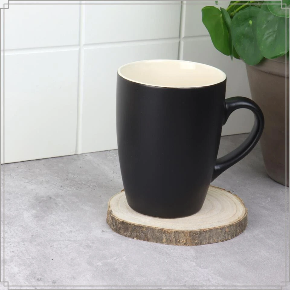 OTIX Koffiekopjes Met Oor Set Van 6 Theekoppen 340ml Zwart Keramiek - Afbeelding 4