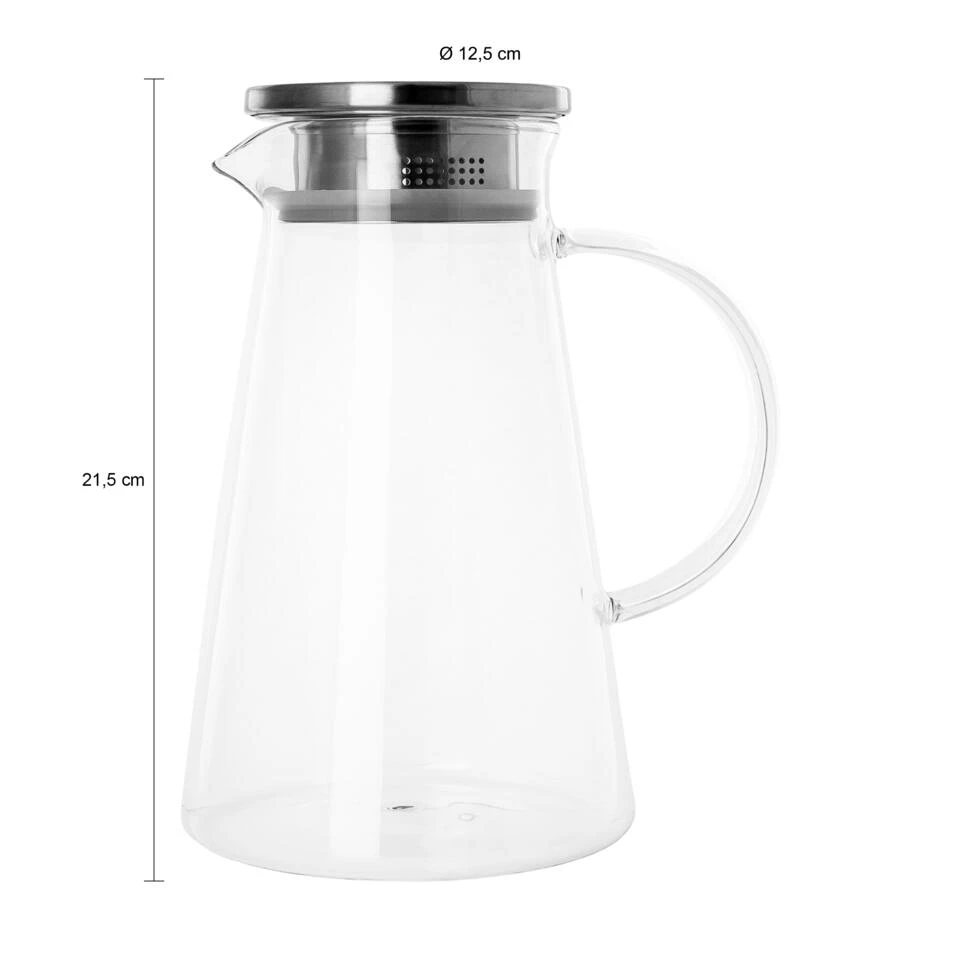 Krumble Karaf Met Filter, Handvat En Aluminium Deksel - 1,2 L - Glas - Afbeelding 3