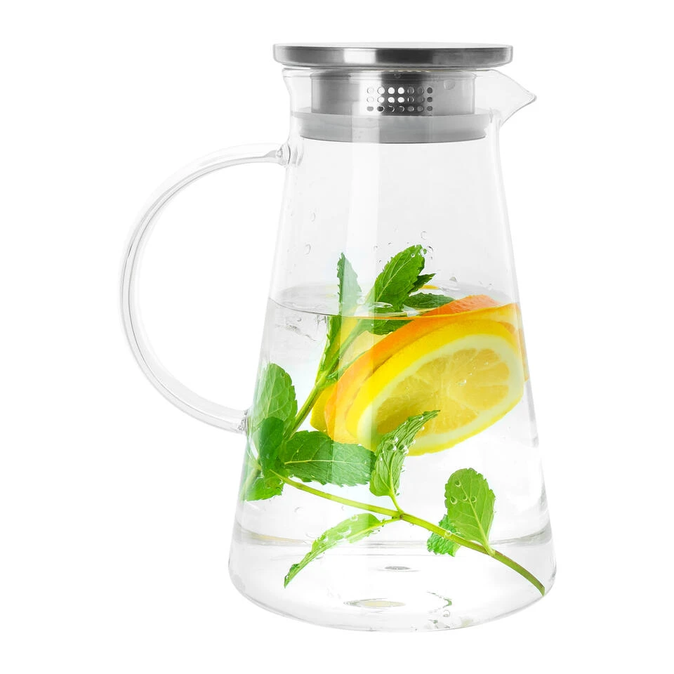 Krumble Karaf Met Filter, Handvat En Aluminium Deksel - 1,2 L - Glas