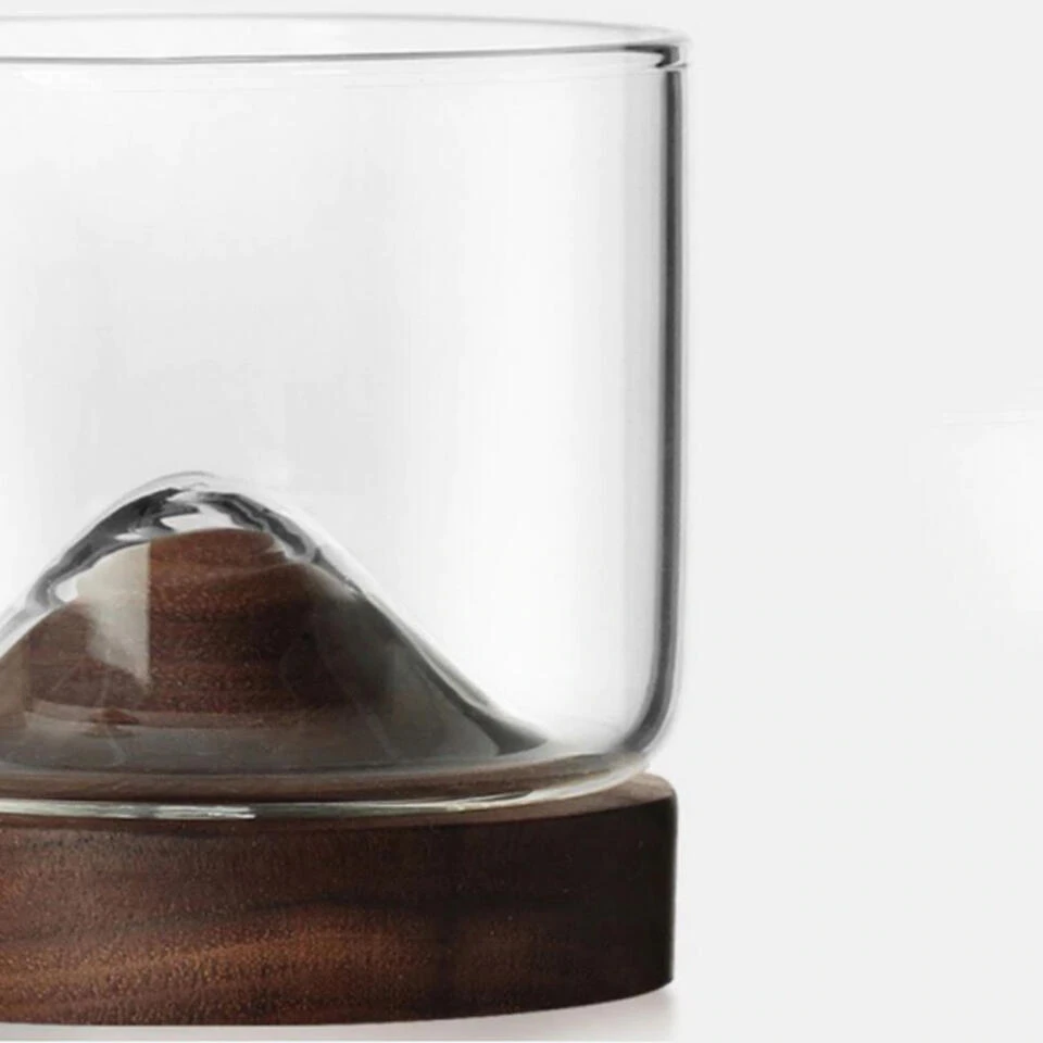 Aretica Whiskey Glas Met Houten Onderzetter - Bruin - Set Van 4 - Afbeelding 4