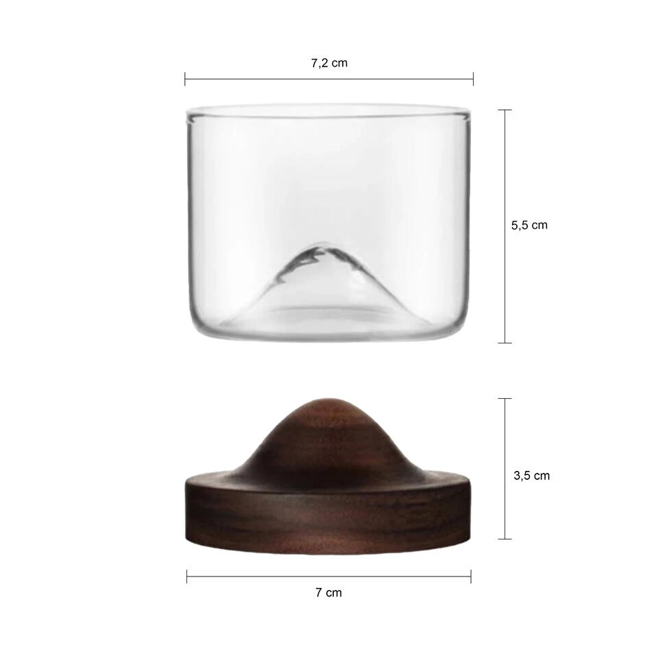 Aretica Whiskey Glas Met Houten Onderzetter - Bruin - Set Van 2 - Afbeelding 3
