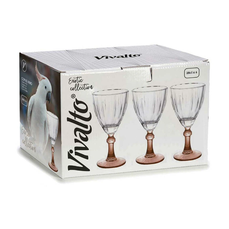 Vivalto - Wijnglazen Exotic Collection Set 6x Op Brons Voet 275 Ml - Afbeelding 2