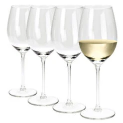 Merkloos Wijnglazen Set - 4x Stuks - Glas - Transparant - 410 Ml