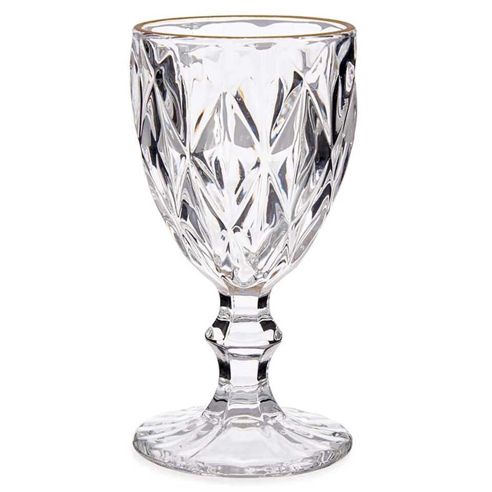 Vivalto Wijnglazen - 6x - Kristal Look - Gouden Rand - 254 Ml - Afbeelding 2