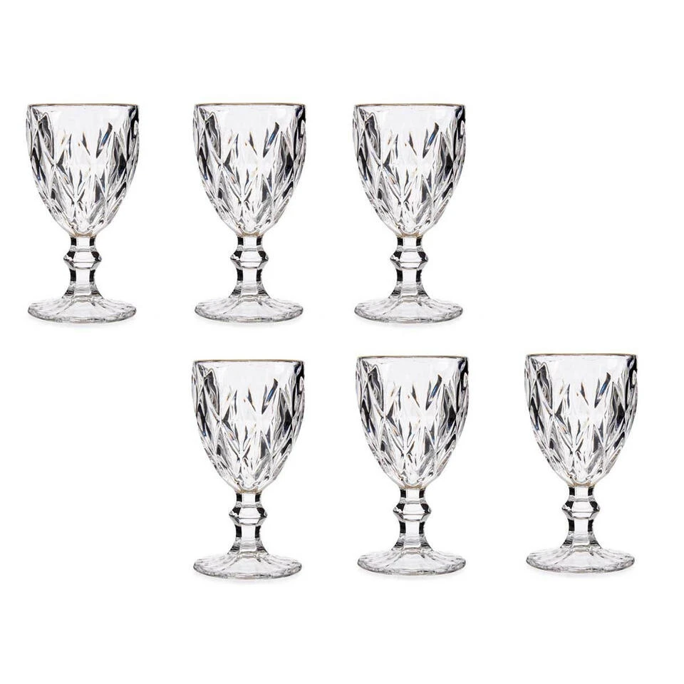 Vivalto Wijnglazen - 6x - Kristal Look - Gouden Rand - 254 Ml