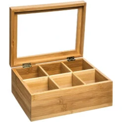 Secret De Gourmet Theedoos - 6-vaks - Bamboe Hout - 22 X 15 Cm