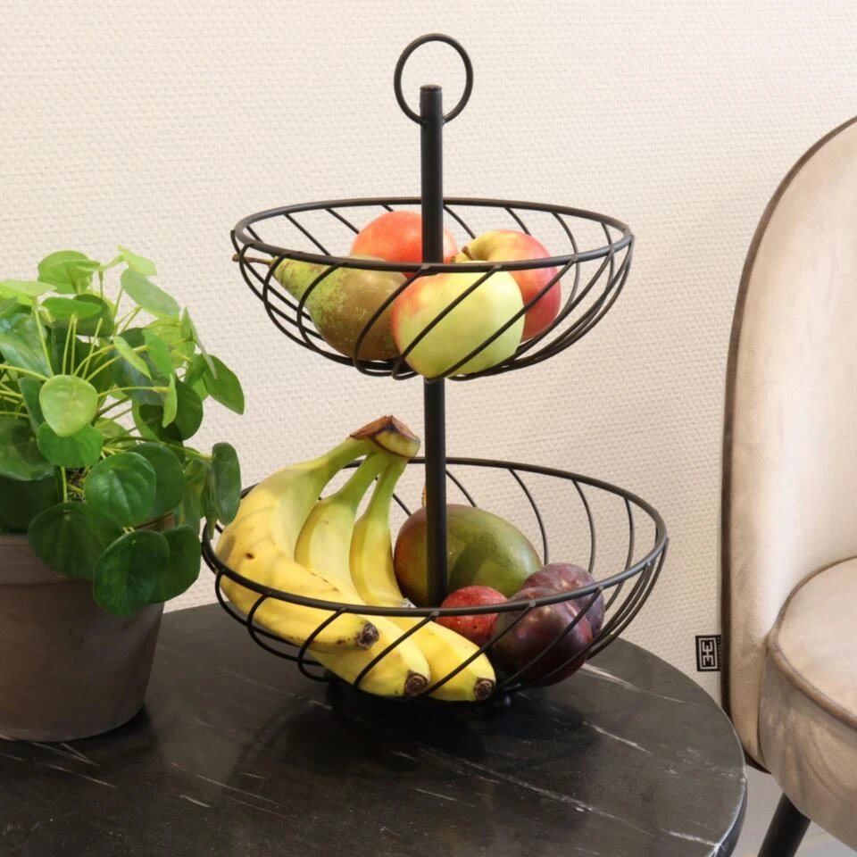Orange85 Fruitschaal Zwart Etagere Fruitmand 2 Lagen - Afbeelding 2