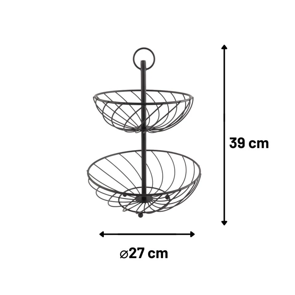 Orange85 Fruitschaal Zwart Etagere Fruitmand 2 Lagen - Afbeelding 3