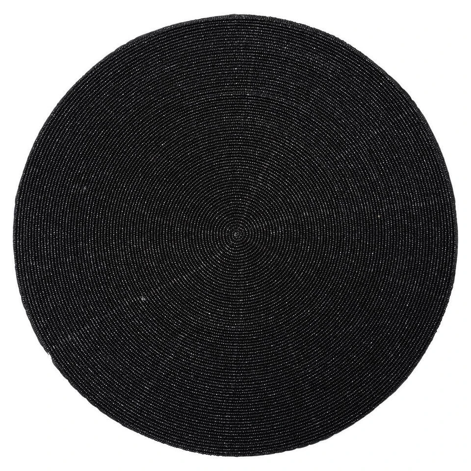 Secret De Gourmet Placemat - Kralen Zwart - Rond - 35 Cm
