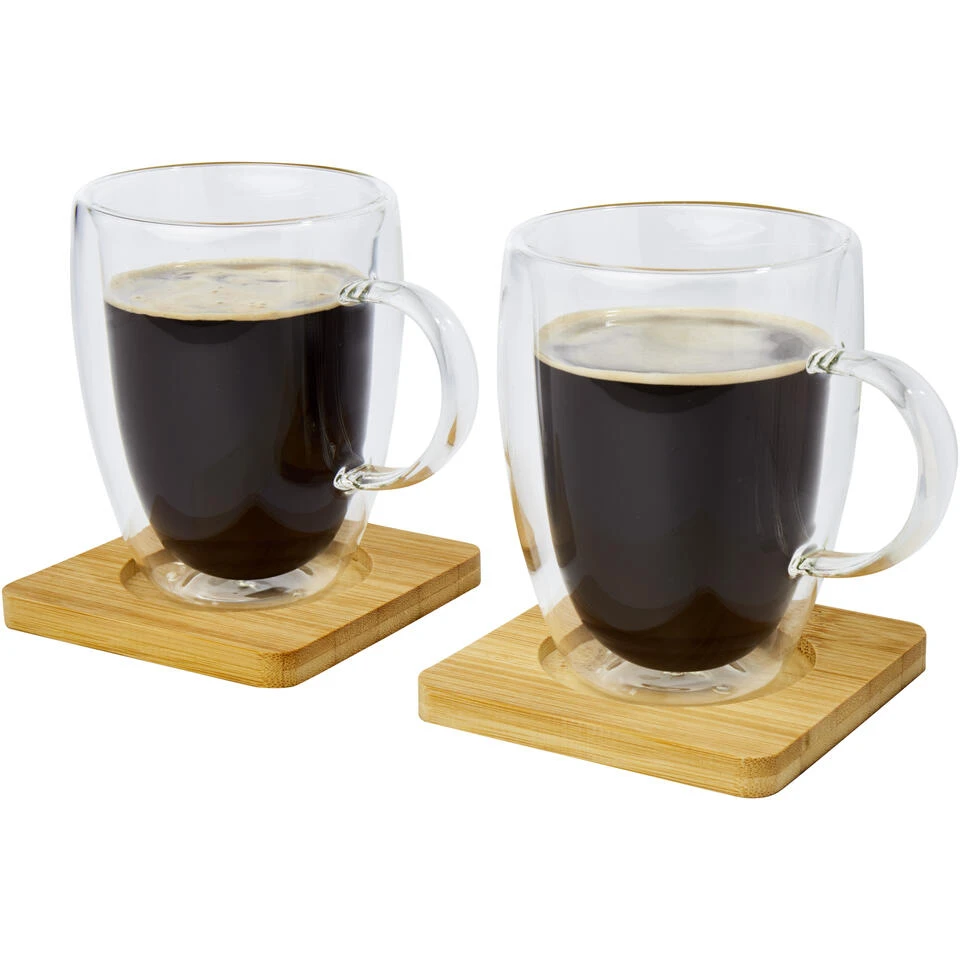 Seasons Dubbelwandige Koffieglazen 350 Ml - 2 St - Incl. Onderzetters