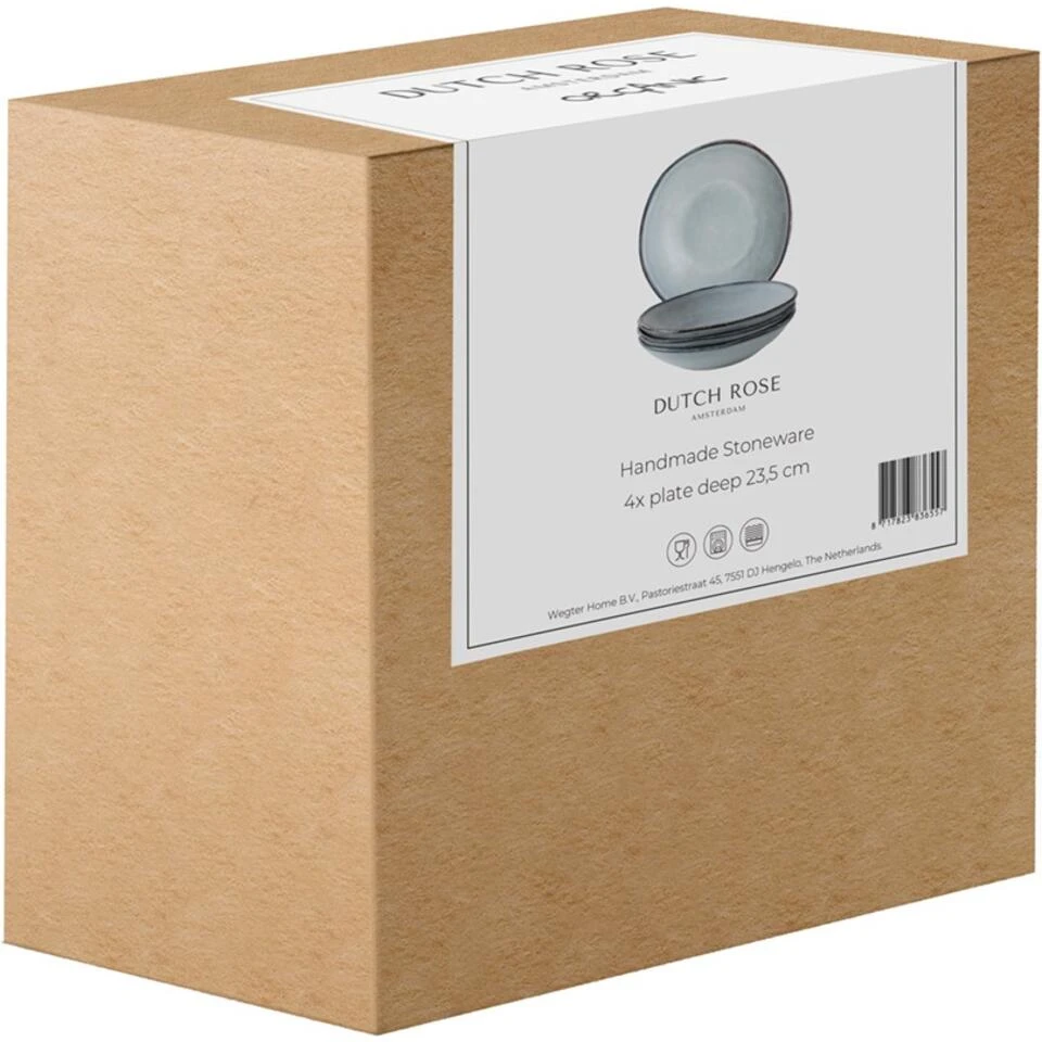 Dutch Rose Giftset 4 Borden Diep 23,5 Cm Blauw - Afbeelding 3