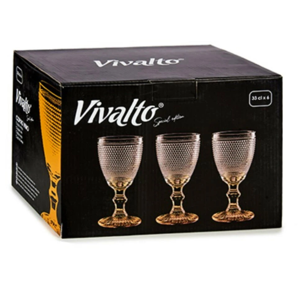 Vivalto - Luxe Wijnglazen Monaco Serie Set 6x Op Gouden Voet 330 Ml - Afbeelding 3