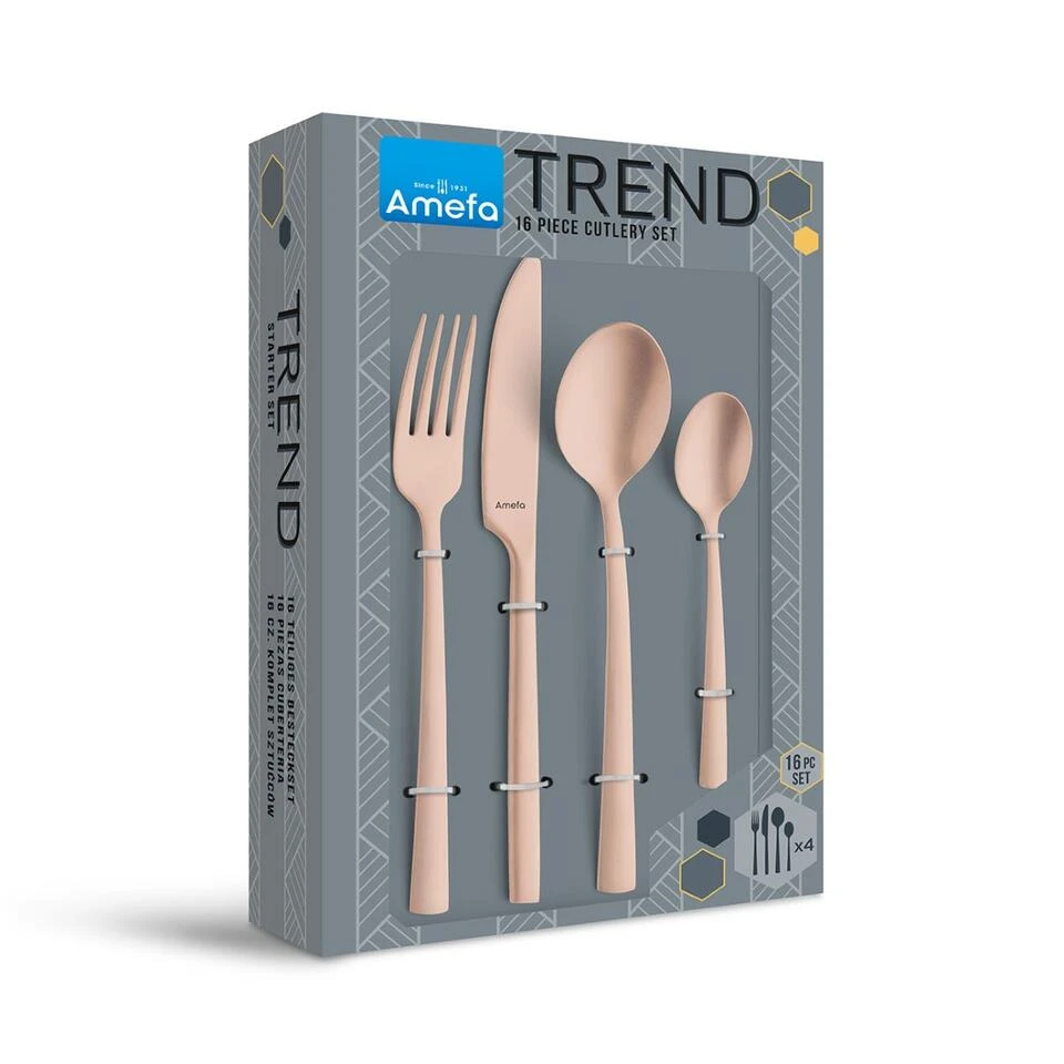 Amefa Manille - 16-delige Bestekset Voor 4 Personen - Stonewash Koper - Afbeelding 4
