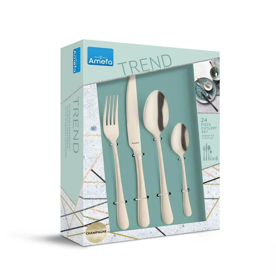 Amefa Austin - 24-delige Bestekset Voor 6 Personen - Mat Champagne - Afbeelding 4