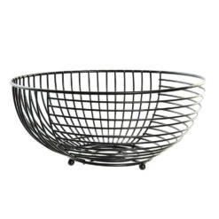 Metalen Draadmand Fruitschaal - Zwart - Rond - 28 X 12 Cm
