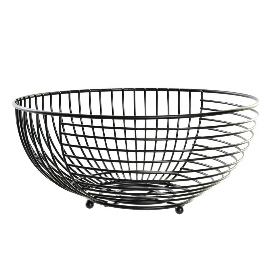Metalen Draadmand Fruitschaal - Zwart - Rond - 28 X 12 Cm