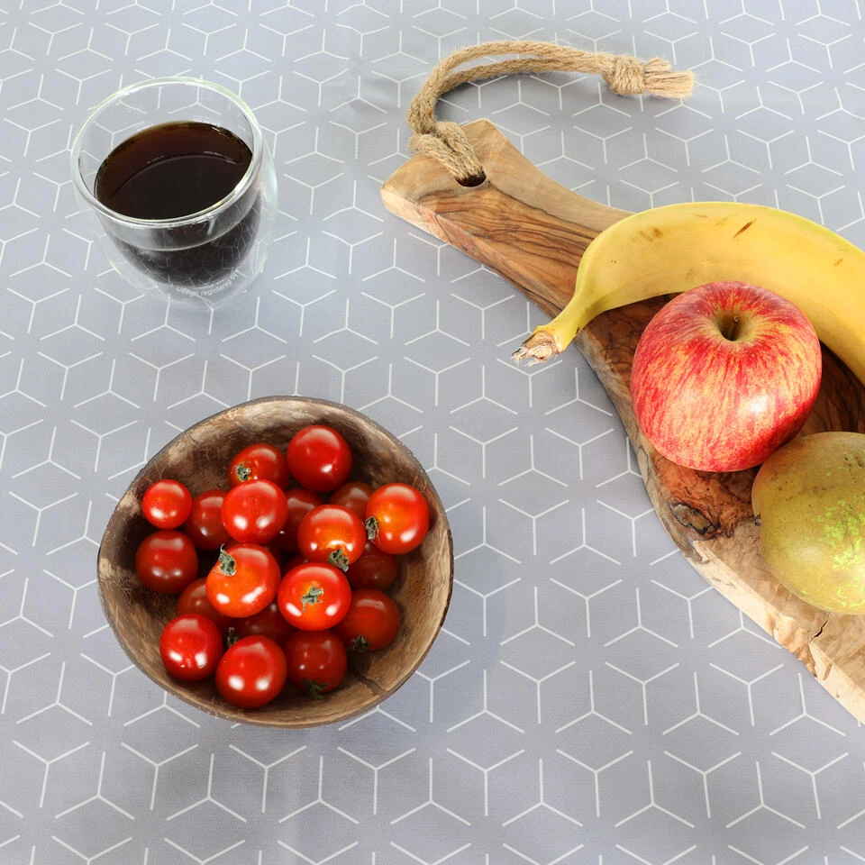 PVC Tafelzeil Geometrisch - Licht Grijs - 140 X 240 Cm